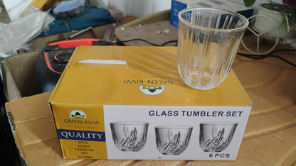 Premium clear glass tumblers showcasing classic ribbed design