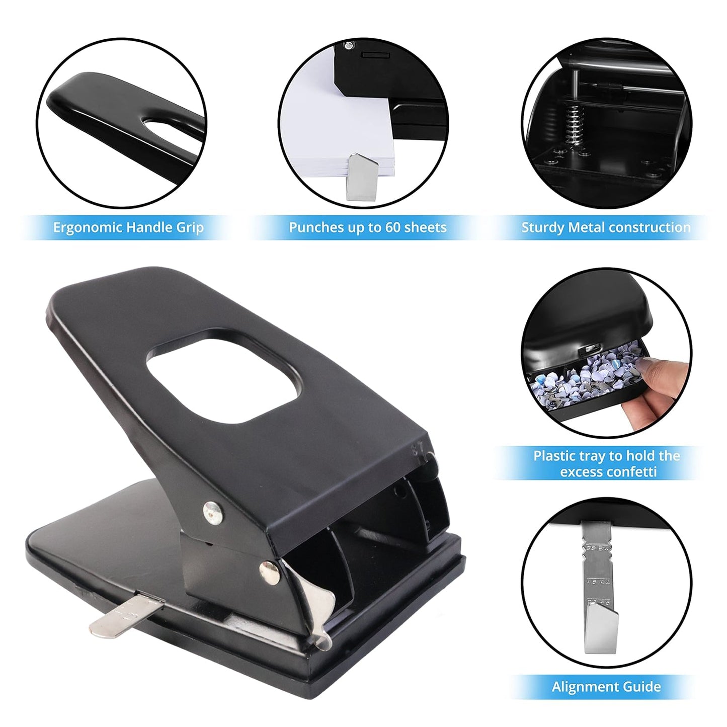 Heavy-Duty Metal 2-Hole Paper Punch Machine (2 Pc)