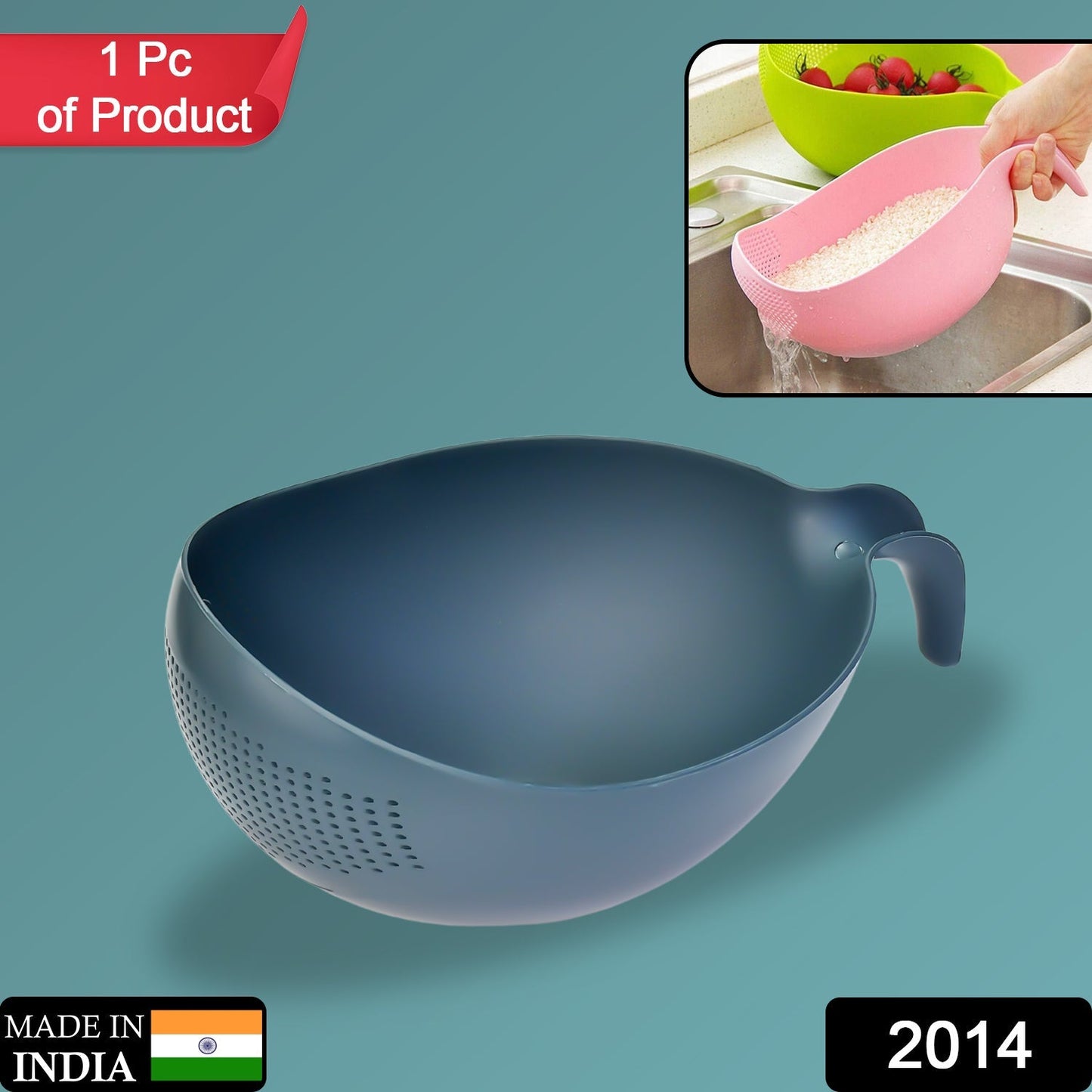 Thick plastic food strainer basket in white, ideal for vegetables and fruits.