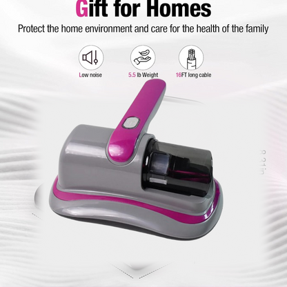 Powerful Suction Portable Handheld Vacuum Cleaner - Low Noise Vacuum Cleaner for Bed - Cordless Vacuum Cleaner for Car Seat Crevices Pillows, Mattresses, Sofas Wireless Anti Dust and Mite Cleaner
