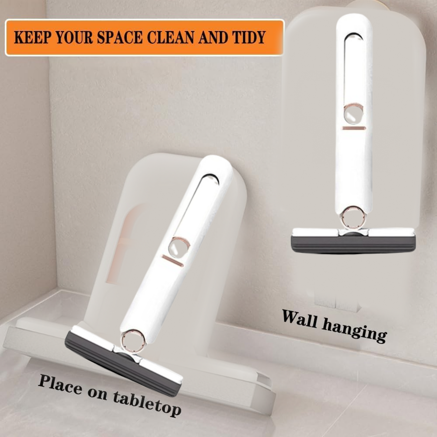 Portable Self-Squeeze Short Mop, Mini Hand Wash-Free Strong Absorbent Mop with 1 Cotton Head, Cleaning Sponge For Bathroom Kitchens Table