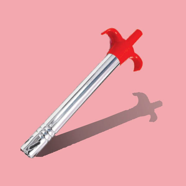 Detailed view of the durable stainless steel gas lighter.
