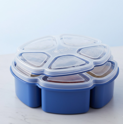 Graphic showing the easy-to-open lid and durable plastic material.