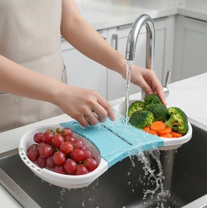Portable Quickslice vegetable cutter and washer, ideal for compact kitchens.