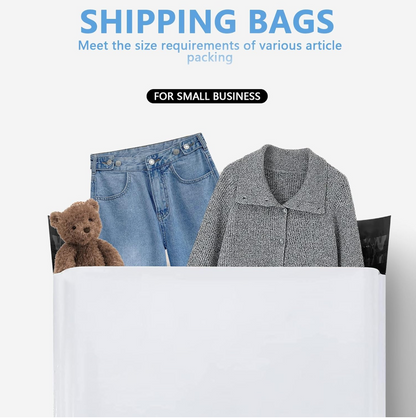 Close-up of a blank tamper proof courier bag, showing the self-sealing strip.