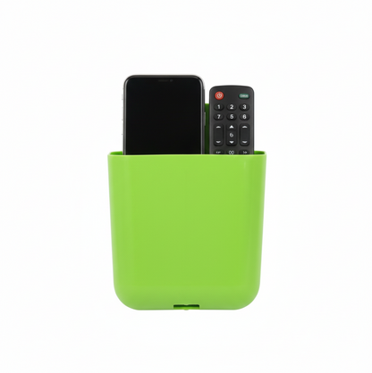 Front view of the GlimmerHome wall holder, showcasing its dual storage compartments.