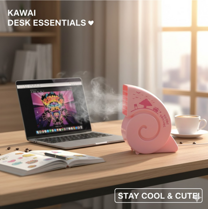 USB Mini Fan providing cool air on a modern office desk setup.