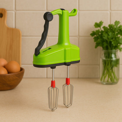 Close-up of the Quickslice Hand Blender's durable stainless steel blades.