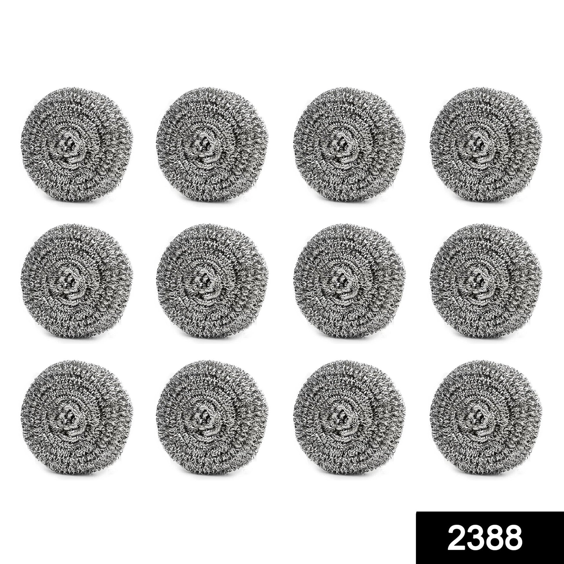 Close-up of a single stainless steel scrubber ball, showcasing its durable wire mesh.