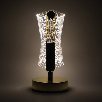 Side view of luxury LED double shade crystal table lamp