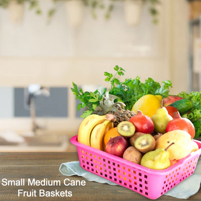 Front view of the medium plastic fruit basket, showcasing its elegant design.
