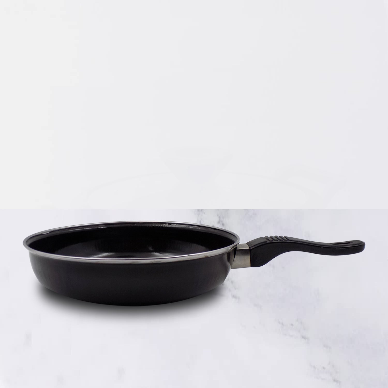 14-inch hard anodized tadka fry pan with induction base on a white surface.