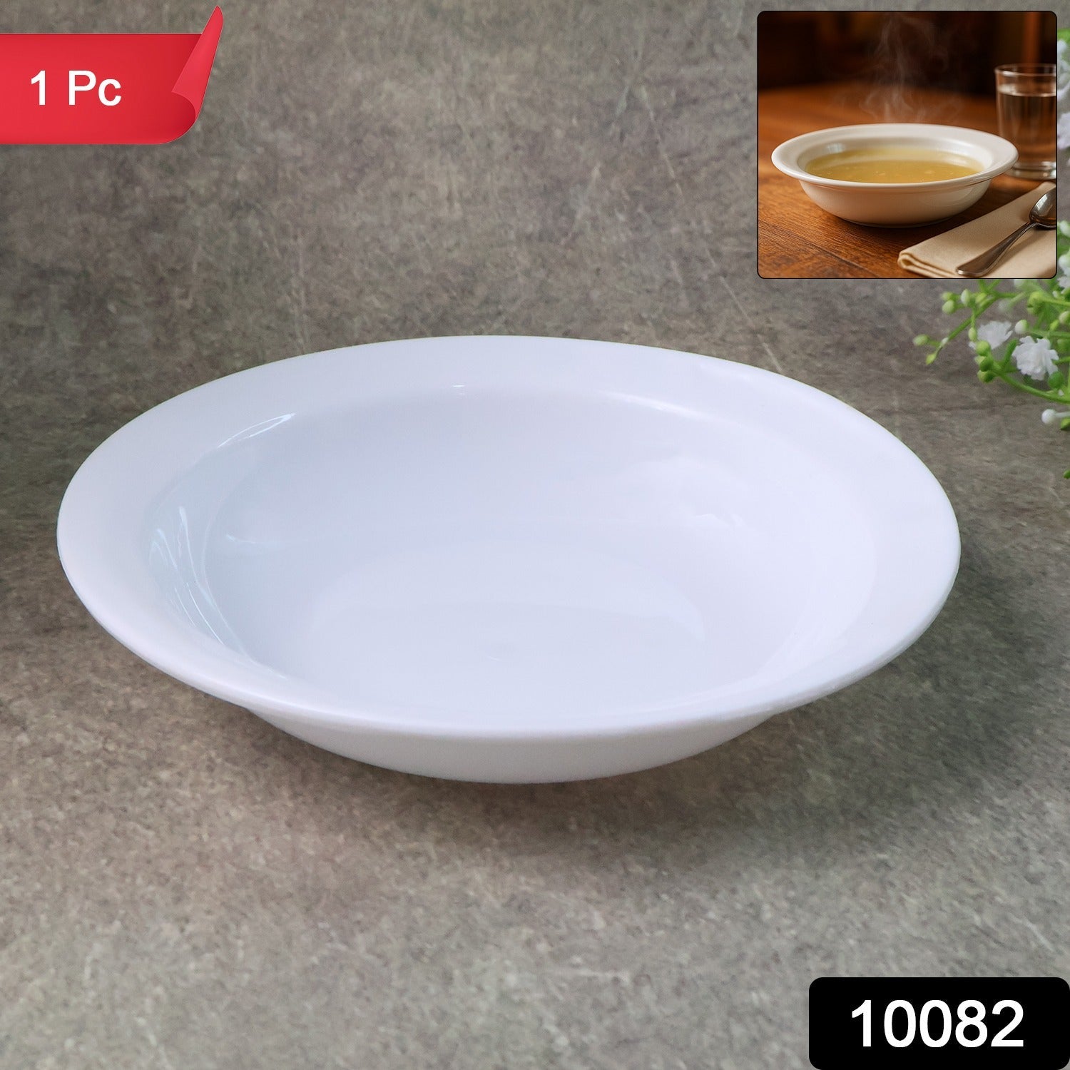 White melamine serving bowl ideal for soup and curry