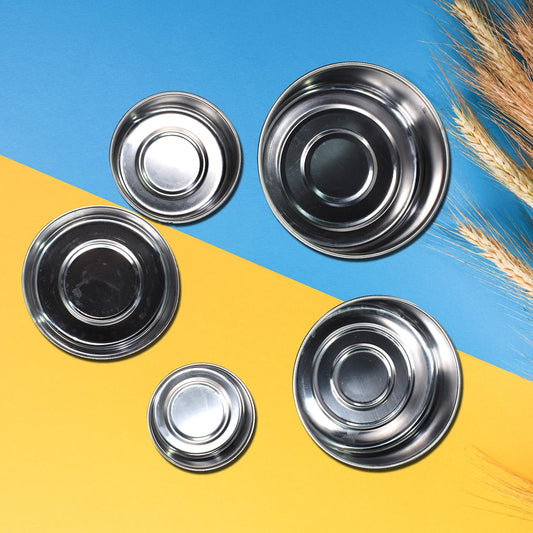 Stainless steel lunch box set with vibrant lids, ideal for daily meals.