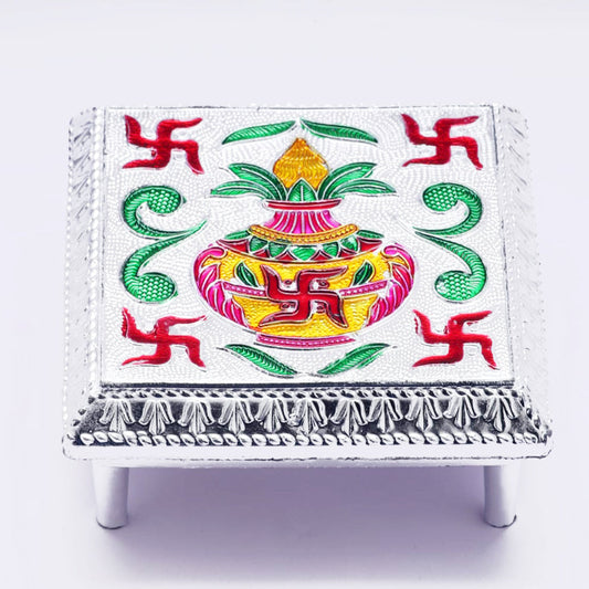 Handcrafted Aluminium Foil Bajot for pooja, featuring intricate traditional designs.