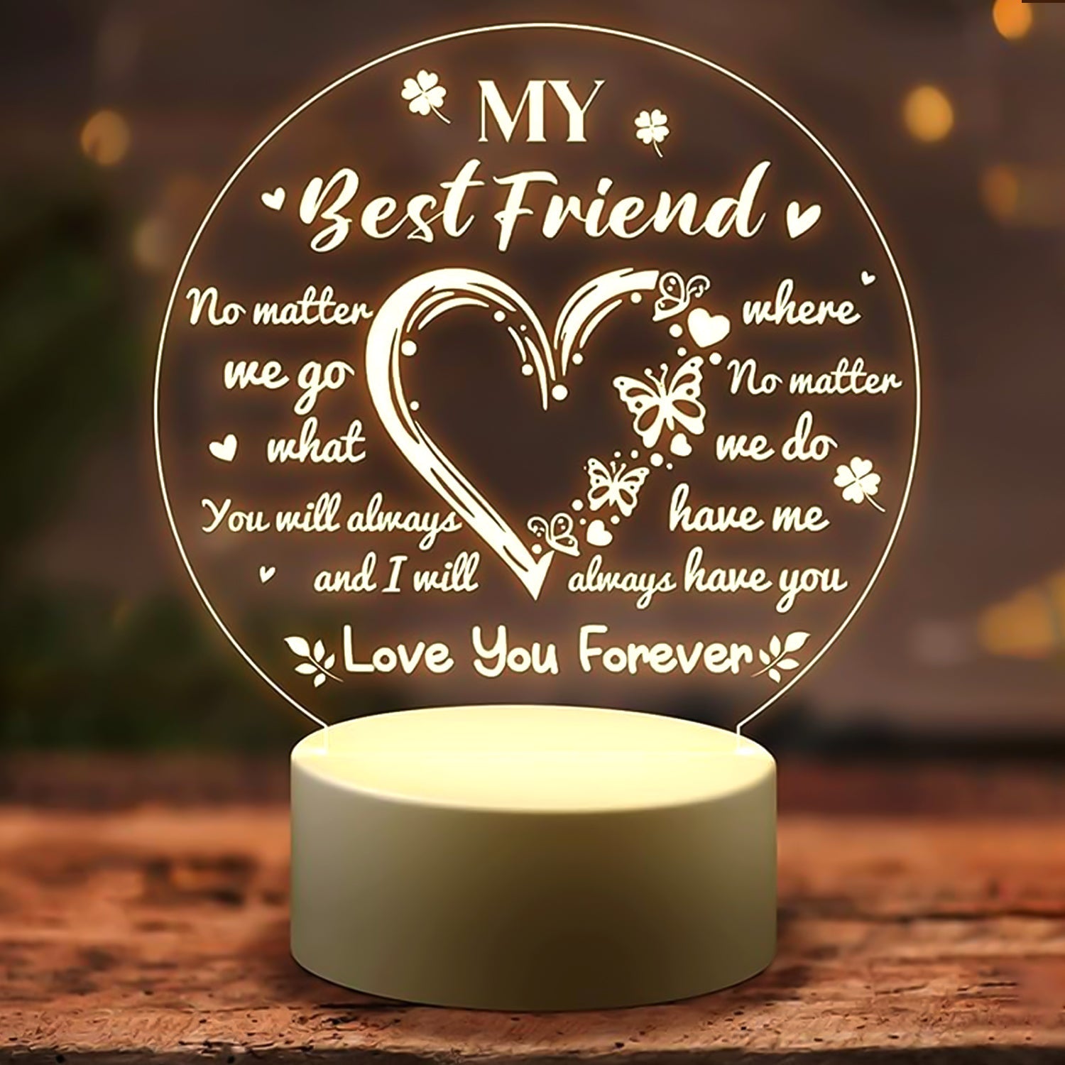Best Friend 3D LED night lamp on study desk for ambient lighting