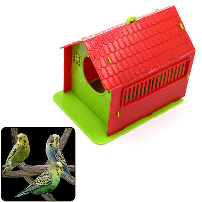 Side view of the handcrafted wooden bird house, showcasing its natural wood finish.