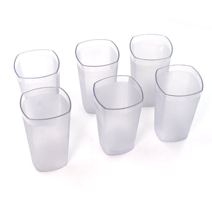 The Ganesh 350ml unbreakable plastic drinking glasses set from an elevated perspective.
