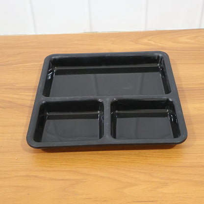 Black plastic 3-compartment serving tray for organized meals