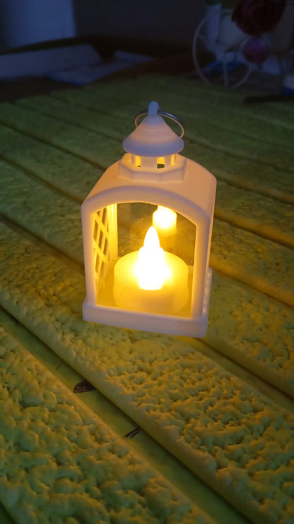 Arrangement of multiple flameless LED lanterns for a festive ambiance.