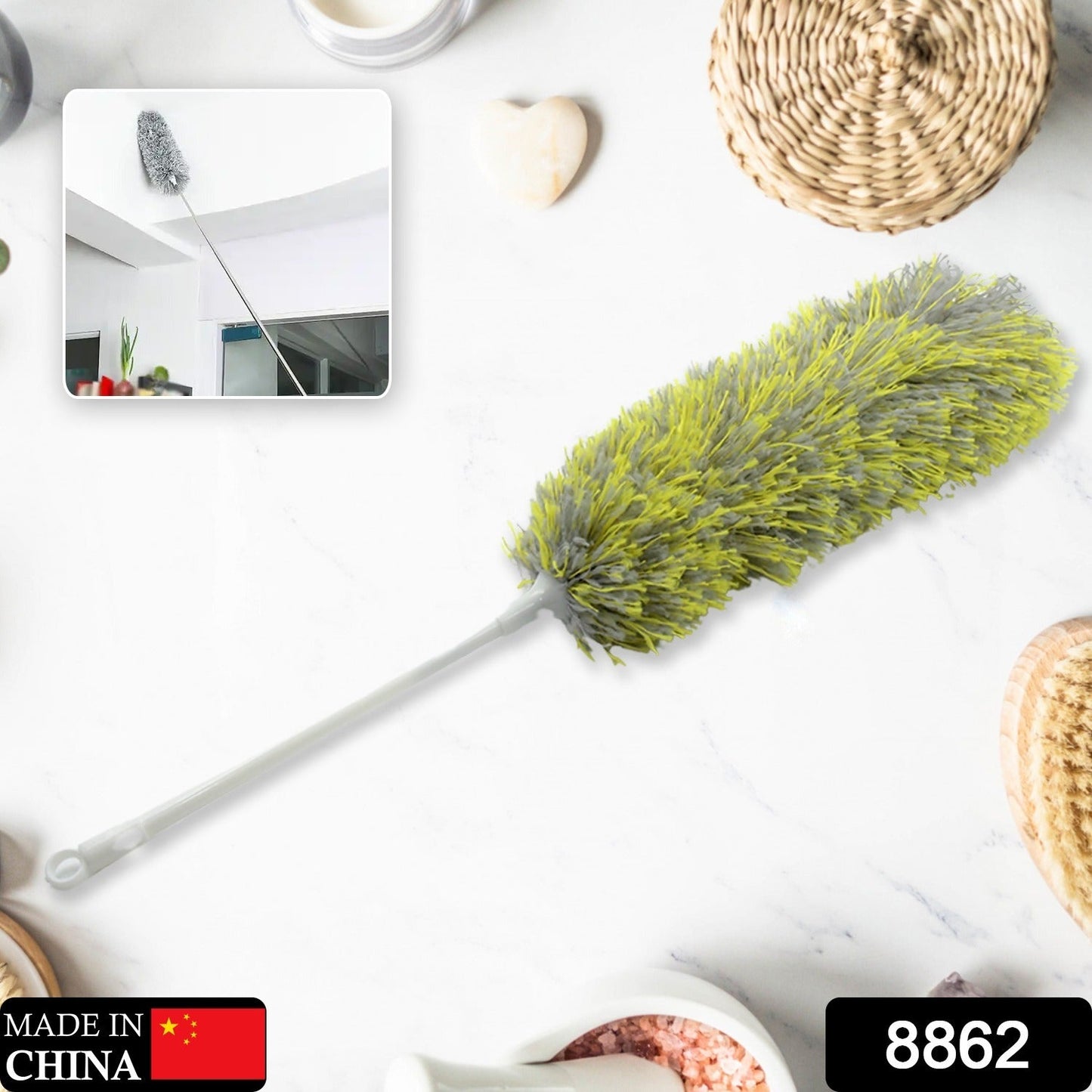 Long Handle Microfiber Duster – Extendable & Washable Cleaning Tool for Home, Car & Office (62cm)