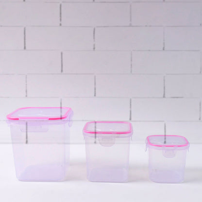 Multipurpose kitchen storage containers with clear plastic and air lock