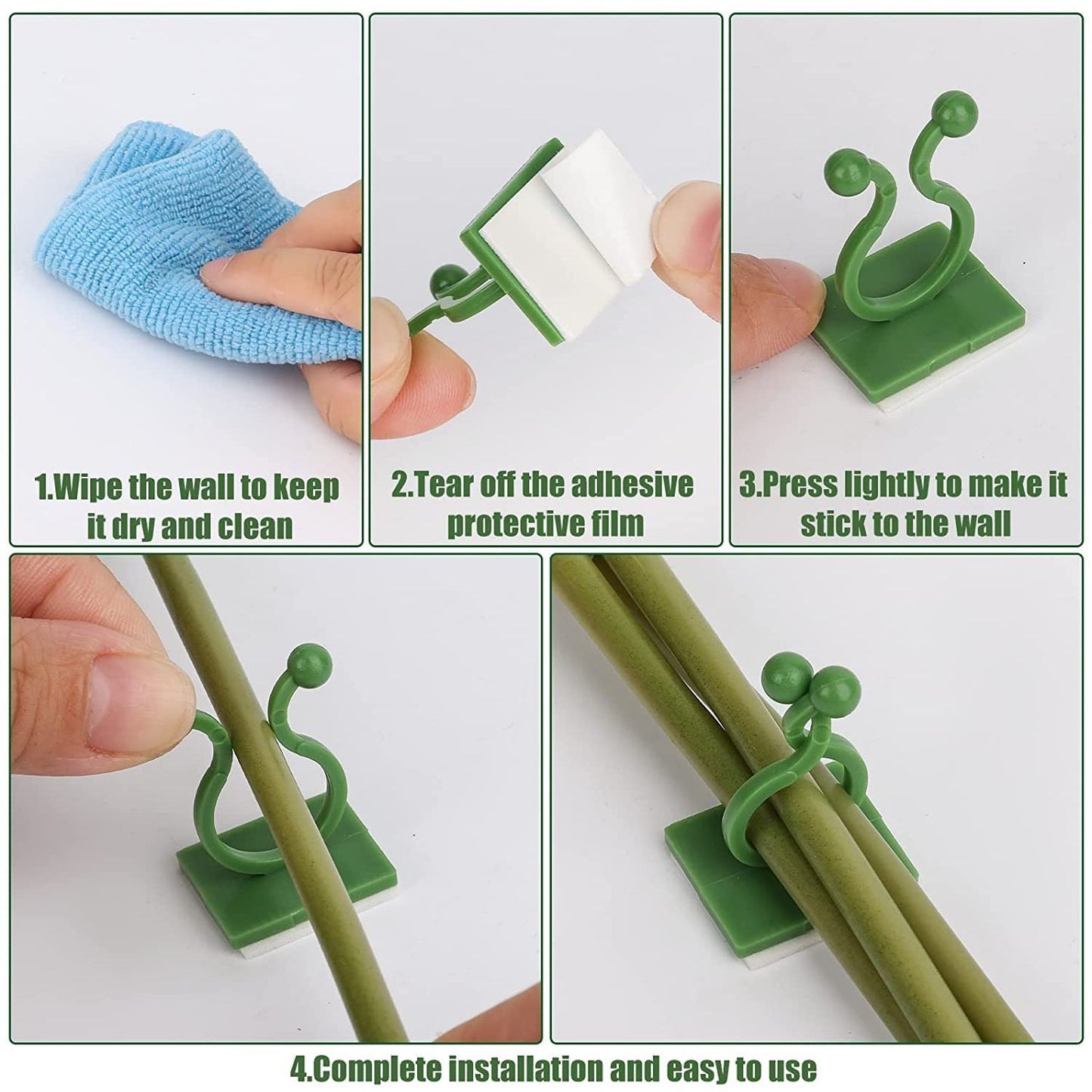 Set of self-adhesive plant fixings for climbing plants