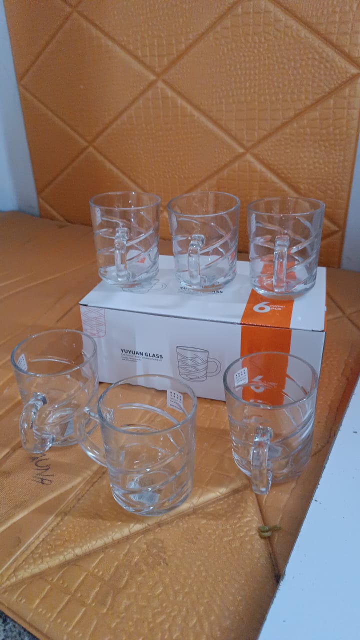 Glass Coffe & Tea Cup / Mug Enjoy Your Drink in Style, Water glass (6 pcs Set / 220 ML)