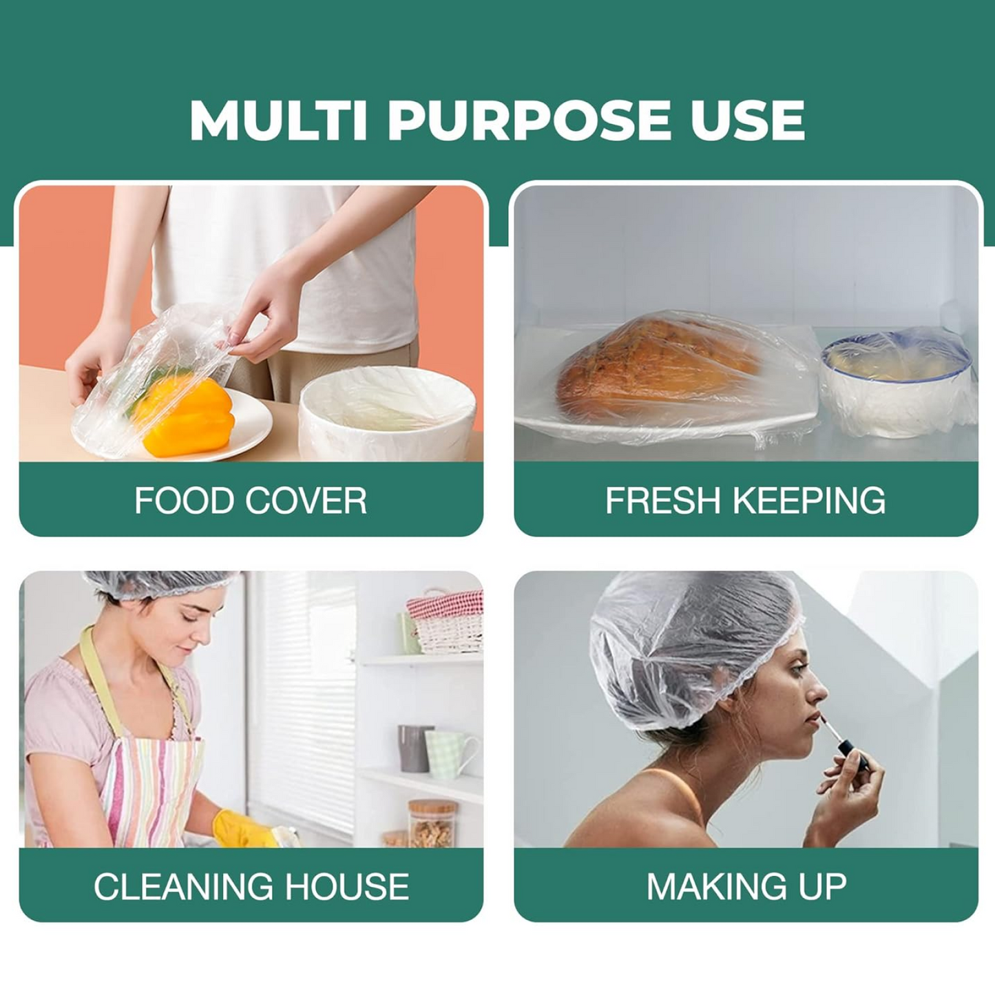Disposable Shower Caps for Women (100 Pack)