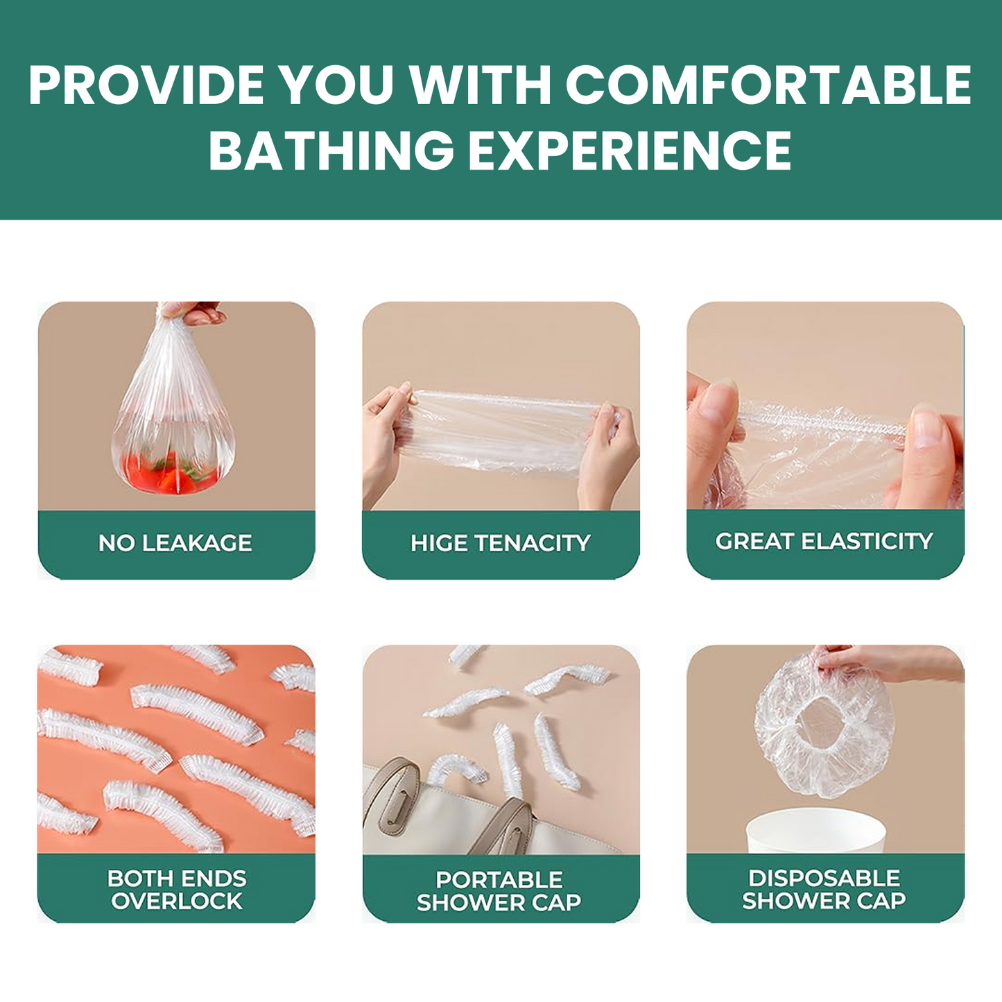 Disposable Shower Caps for Women (100 Pack)