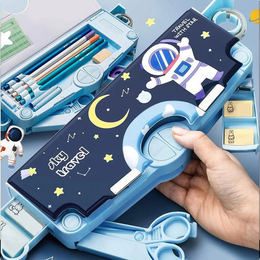 Multifunctional Pencil Box for Kids, Space Pencil Box For Boys, Kids Pencil Box for Boys & Girls, Magnetic Pencil Box for Boys, Pop up Pencil Box, Space Theme Return Gifts for Kids (Galactic Explorer Pencil Box)
