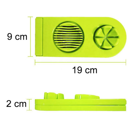 Quickslice egg slicer showing perfectly uniform slices of a boiled egg.