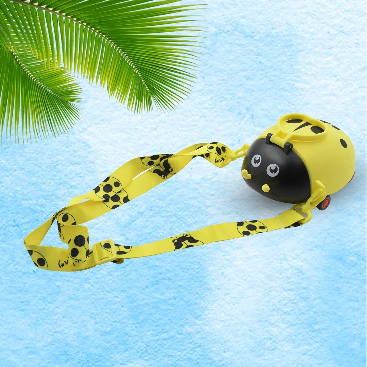 Cute Bug-Shaped Kids Water Bottle with Straw & Strap – Portable, 4-Wheel Design, Perfect for School & Return Gifts (1 Pc)