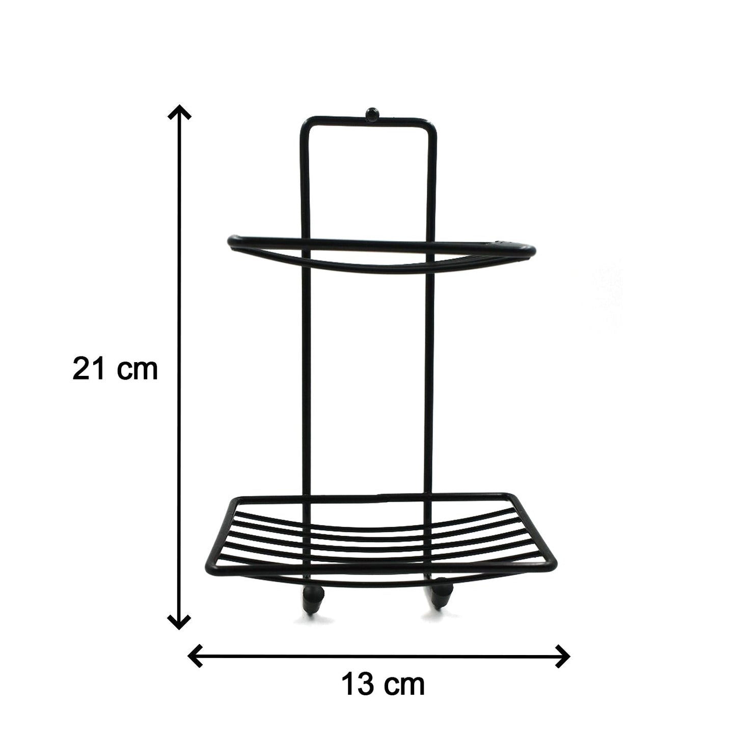 Close-up of the compact 2-layer stainless steel soap holder.