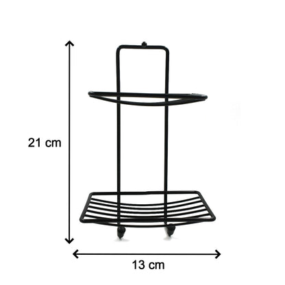 Close-up of the compact 2-layer stainless steel soap holder.