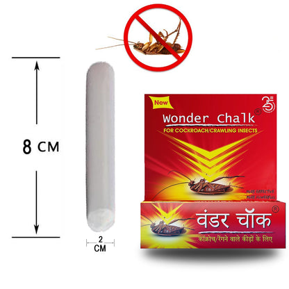 White cockroach repellent chalk stick resting on a wooden surface.