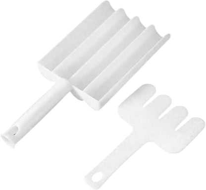 Ergonomic fritter scoop maker showing its innovative ball-shaping design.