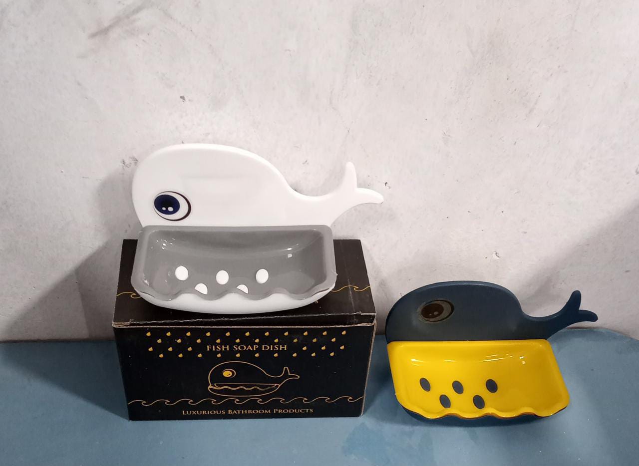 Single fish shape soap dish, highlighting its unique and fun design.