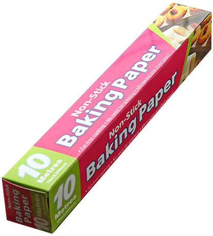 A roll of baking paper with a clear label, suitable for oven and microwave use.