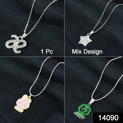 Random mix design pendant on lightweight necklace chain, ideal for casual fashion