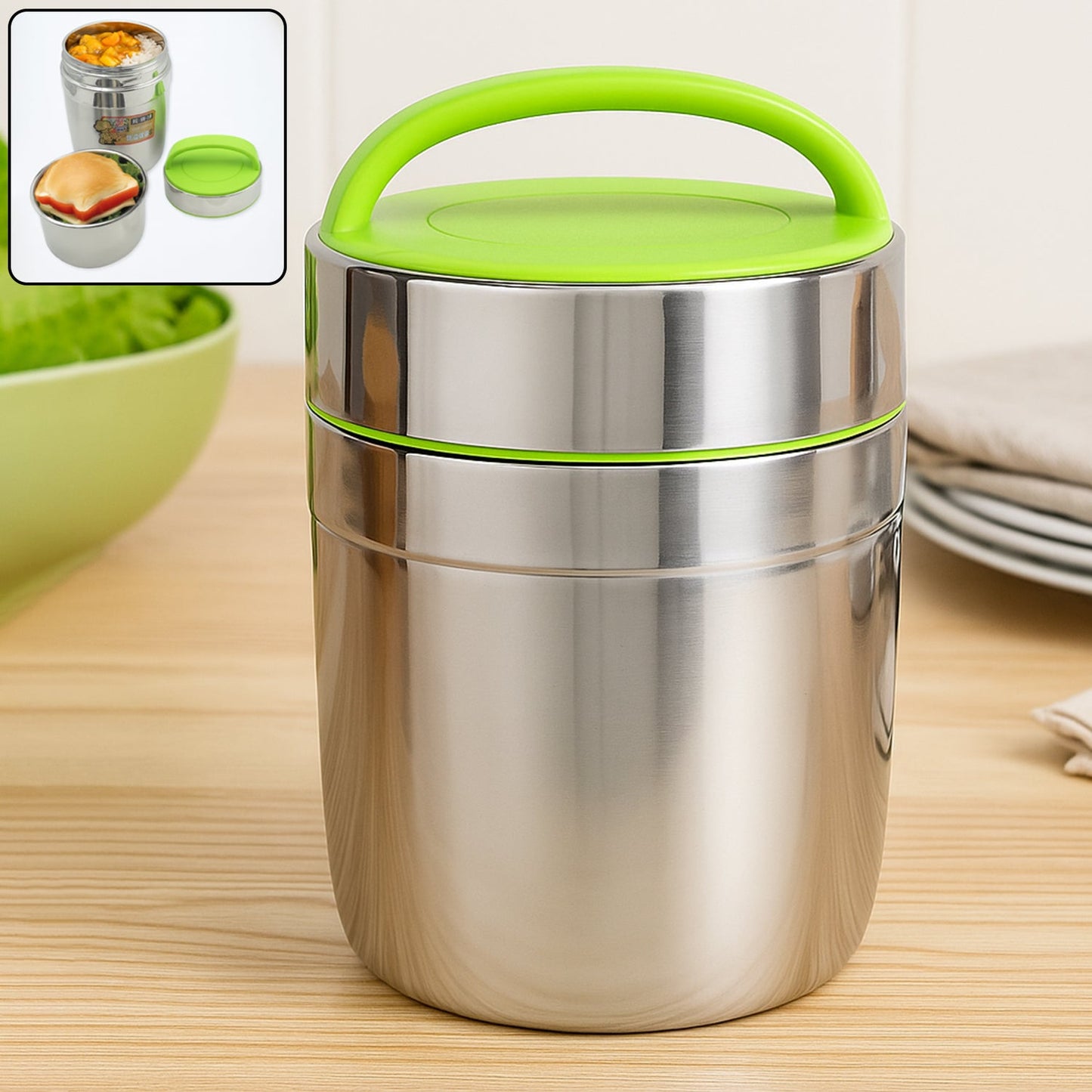 LEAK-PROOF THERMOS FLASK FOR HOT FOOD, WARM SOUP CUP, VACUUM INSULATED LUNCH BOX, FOOD BOX FOR THERMAL CONTAINER FOR FOOD STAINLESS STEEL (1.8 L)