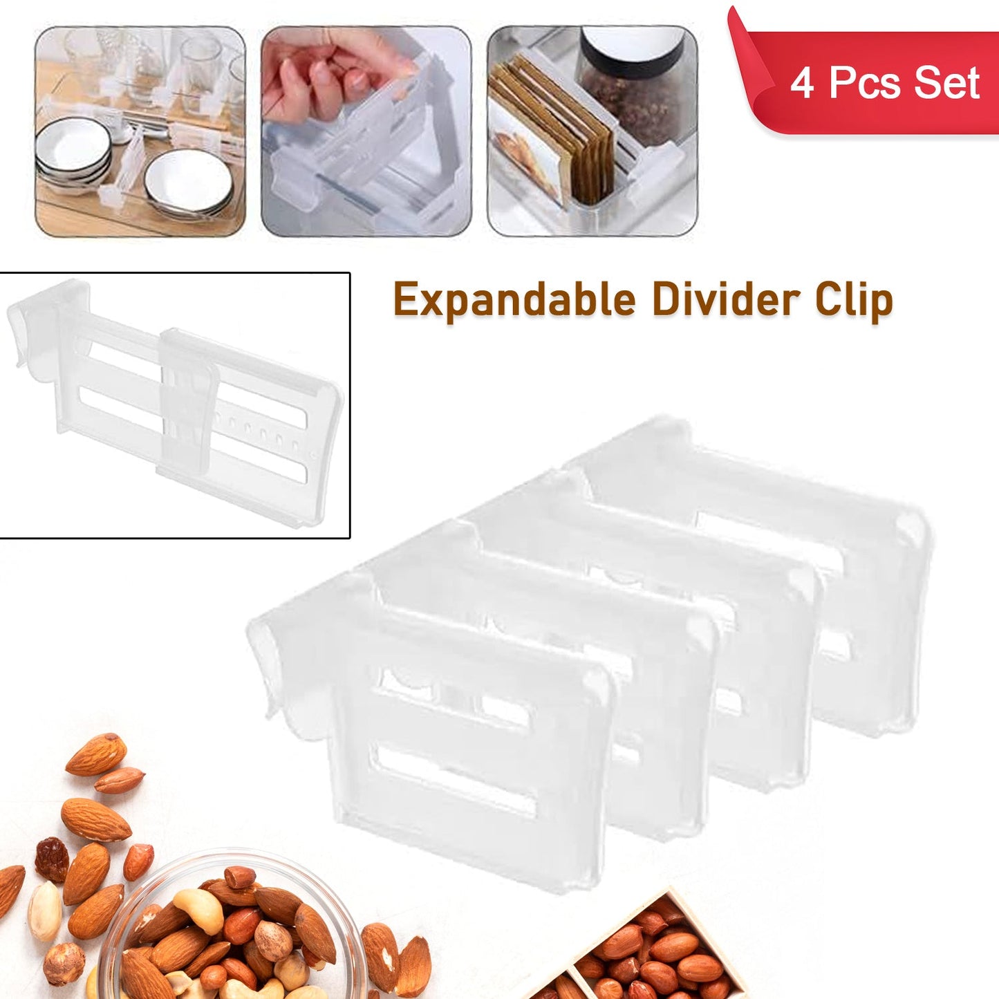 Set of 4 Refrigerator Drawer Dividers, shown from above.