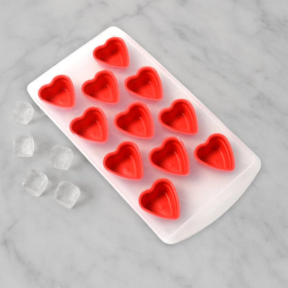 Flexible silicone ice cube tray with multi fruit shapes.
