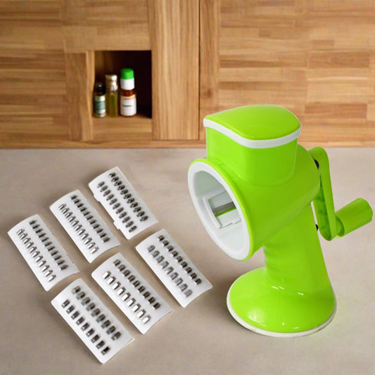 Quickslice 6-in-1 vegetable cutter and slicer with multiple blades for kitchen tasks.