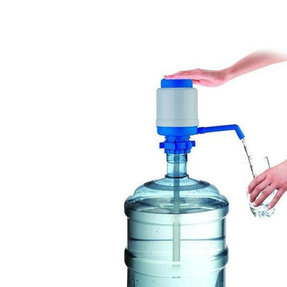 Portable jumbo manual hand press water pump for bottled water dispensing.