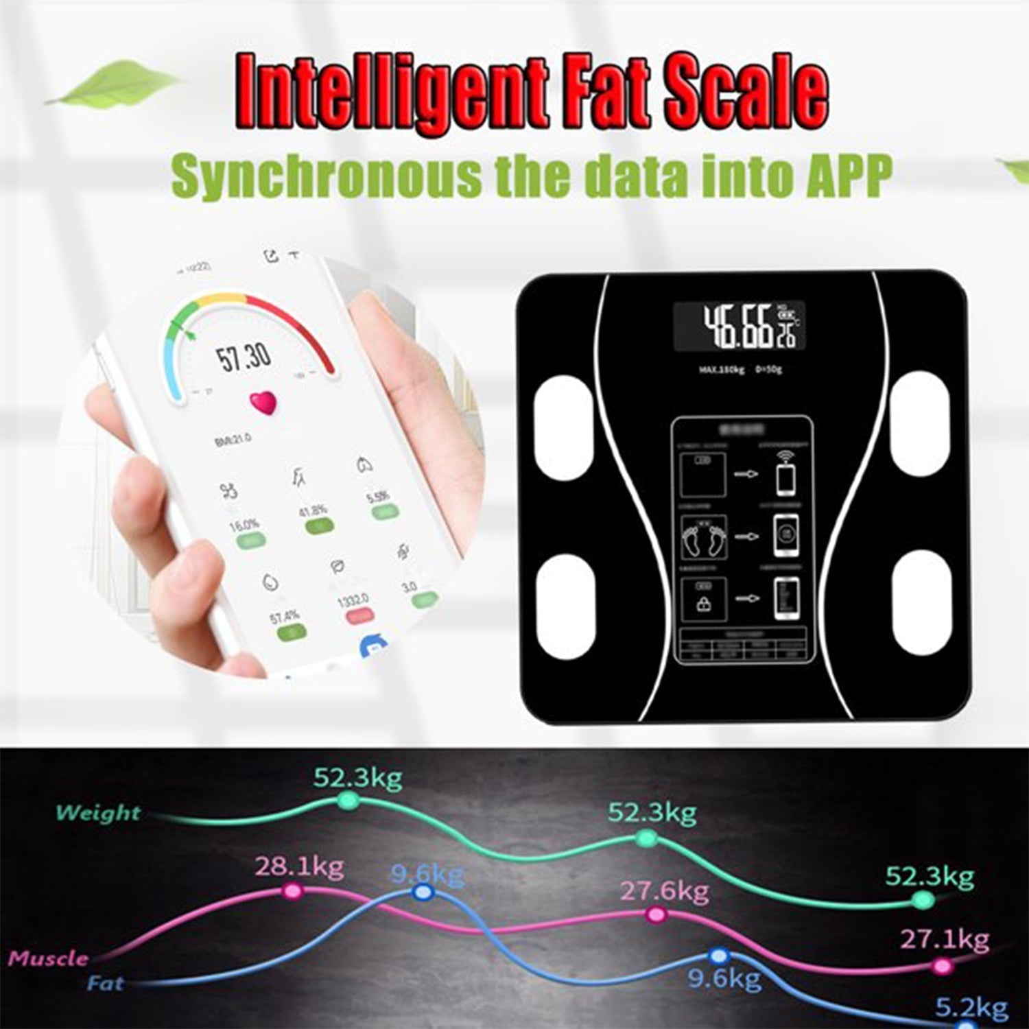 Smart body fat and weight scale