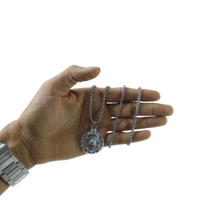 Silver Hanuman Locket Necklace with chain, ready for wear or gifting.
