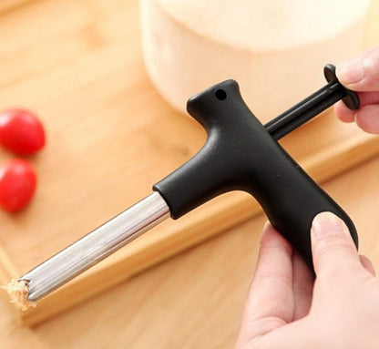 Durable coconut opener tool ready for tropical drinks.