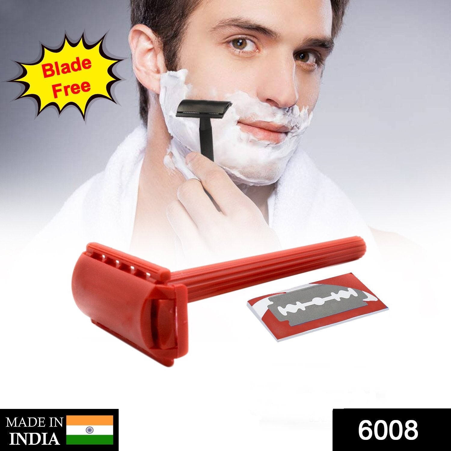 Single blade shaving razor for men in its retail card packaging.