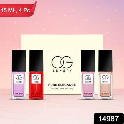 Set of Pure Elegance perfumes showcasing luxury and timeless elegance